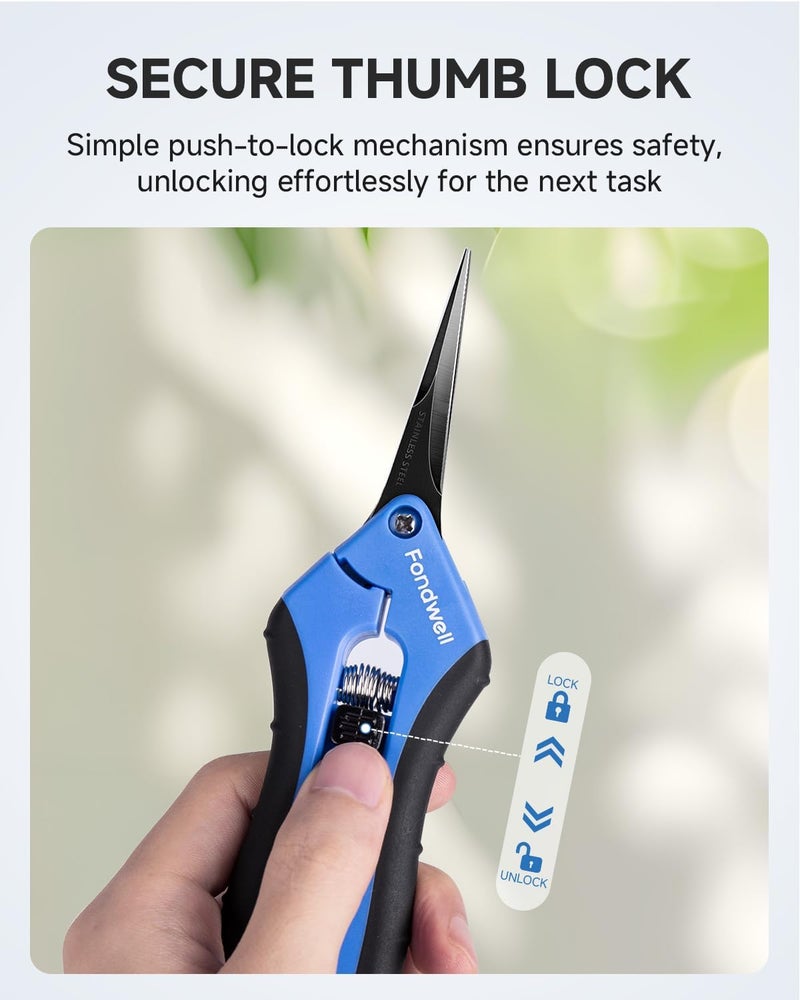 Fondwell 6.5" Pruning Shears Trimming Scissors: 2 Pack of Non-Stick Gardening Scissors - Reliable Garden Snips for Managing Small Plants - Image 5